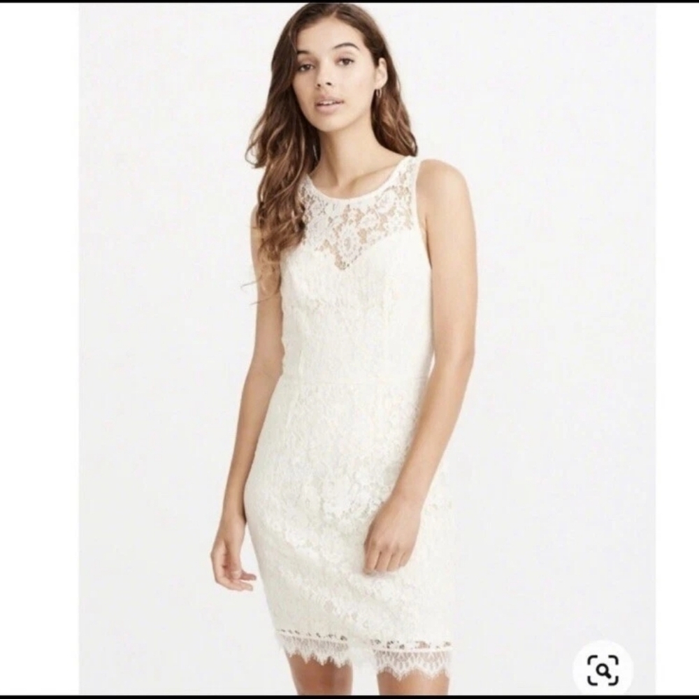 ABERCROMBIE & FITCH Lace Sweetheart Sleeveless Mini-Dress, Color Ivory Size XS